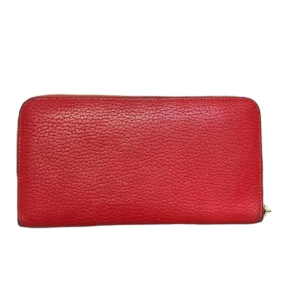Chloe red pebbled leather drew clutch wallet